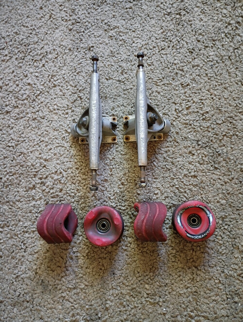 Magneto Longboard Trucks 9-3/4" Axle Length + Rare Shark Wheels Oceanic 66mm 78A